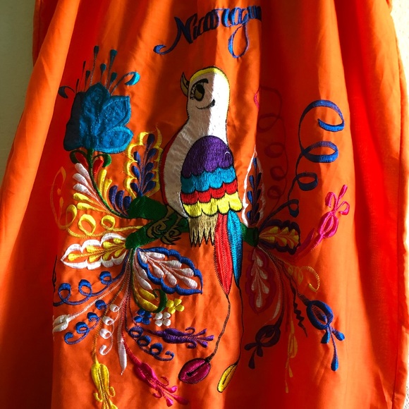 New✨Orange embroidered Nicaragua dress - Picture 3 of 7